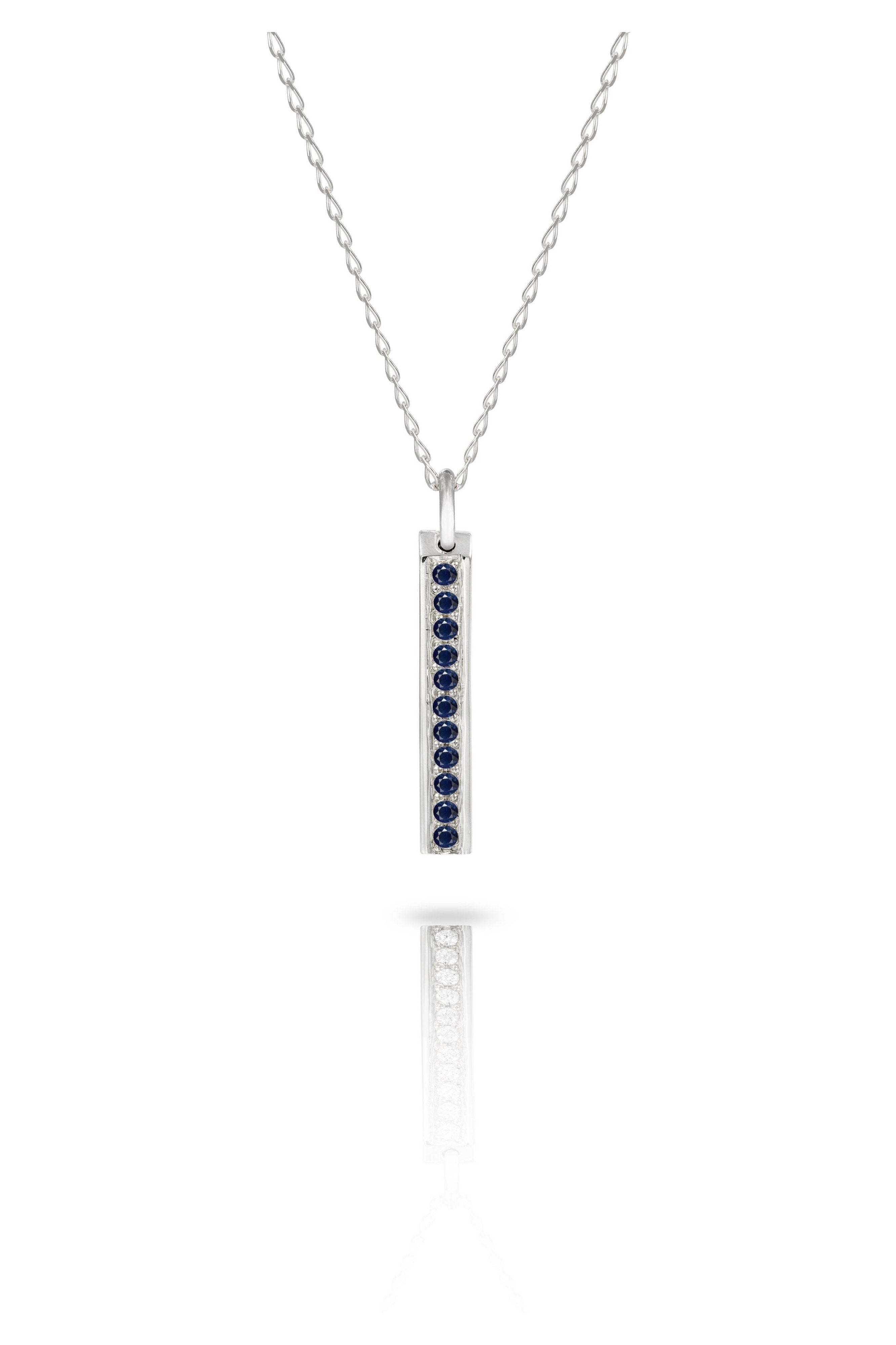 Gold Bar Pave Necklace with Diamonds or Gemstones-The Diamond Setter