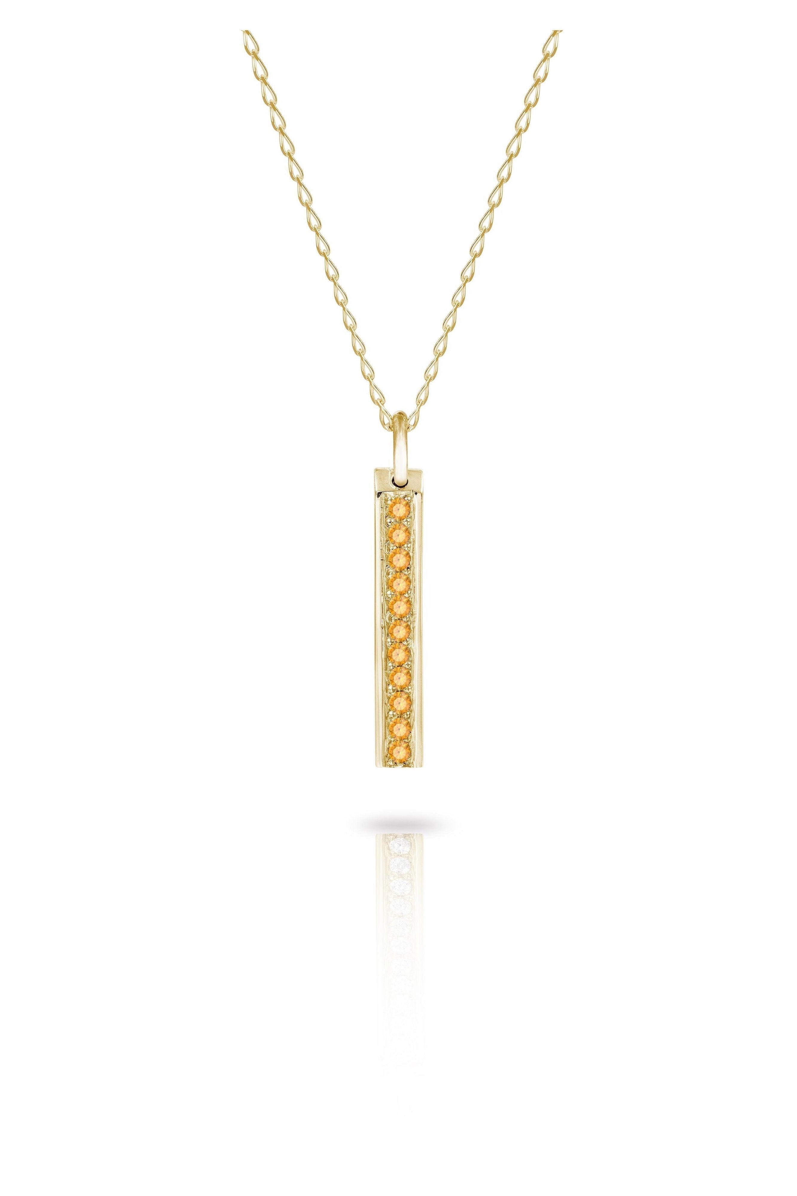 Gold Bar Pave Necklace with Diamonds or Gemstones-The Diamond Setter