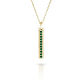 Gold Bar Pave Necklace with Diamonds or Gemstones-The Diamond Setter