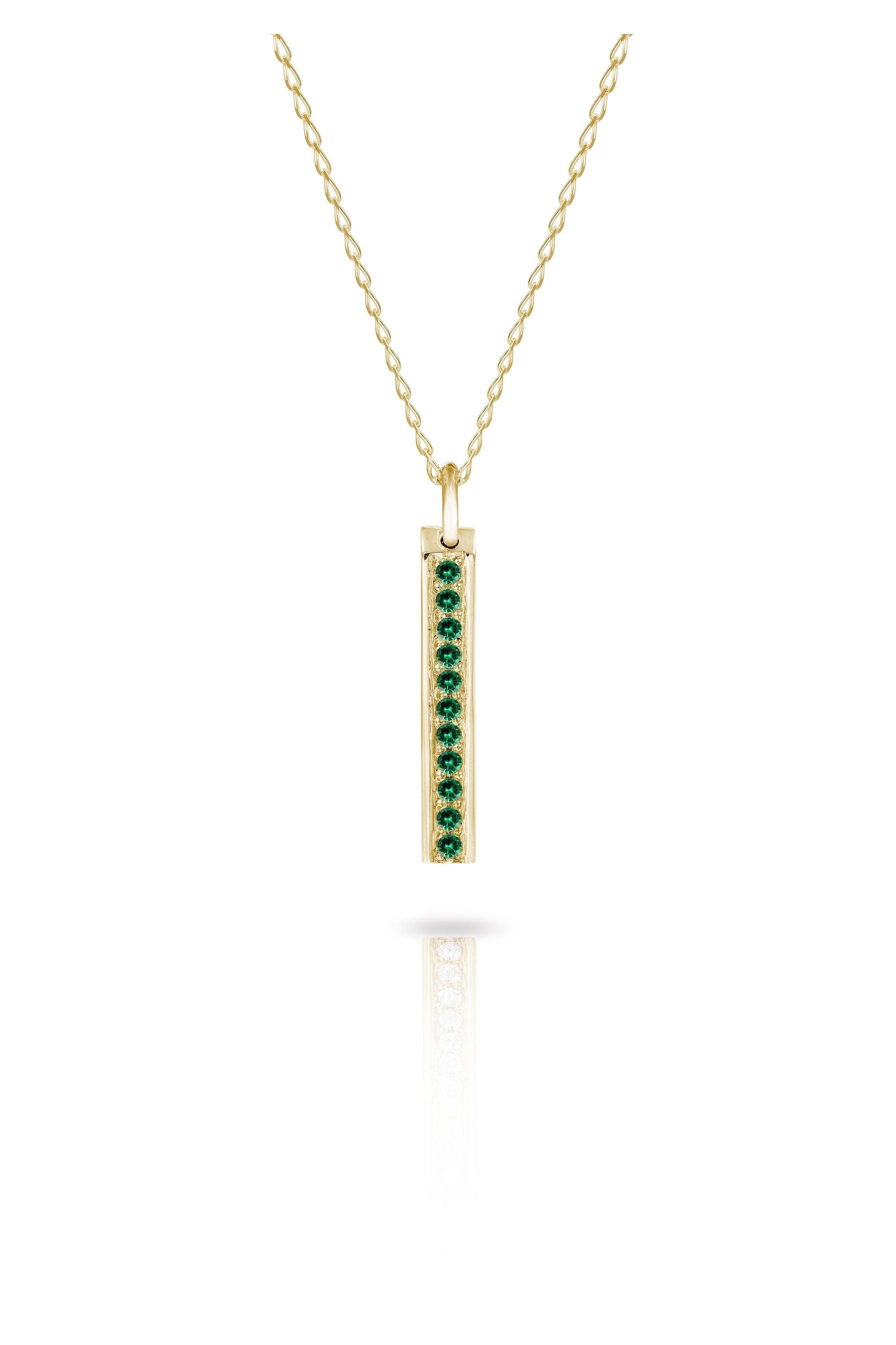 Gold Bar Pave Necklace with Diamonds or Gemstones-The Diamond Setter