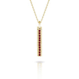 Gold Bar Pave Necklace with Diamonds or Gemstones-The Diamond Setter