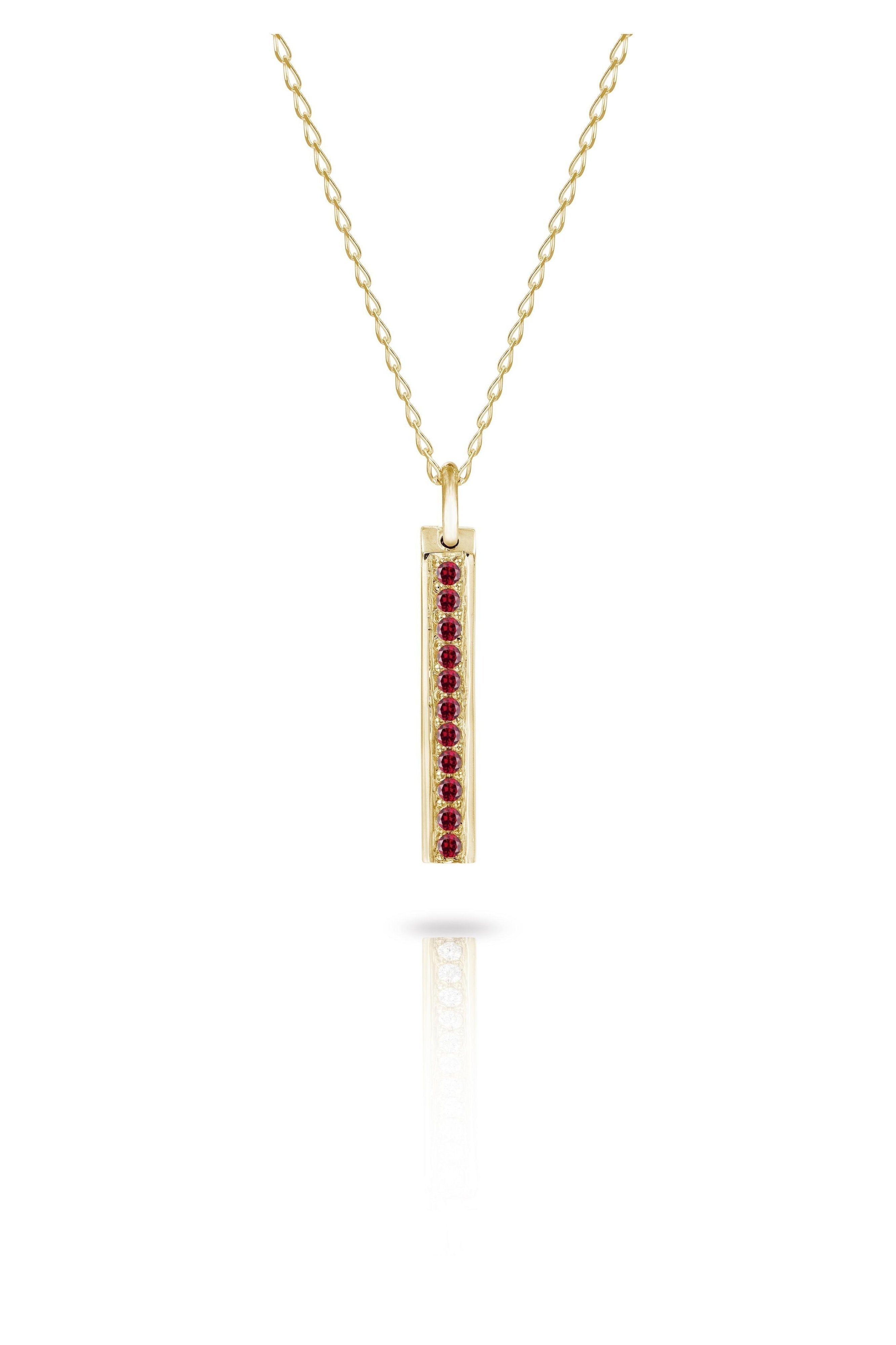Gold Bar Pave Necklace with Diamonds or Gemstones-The Diamond Setter
