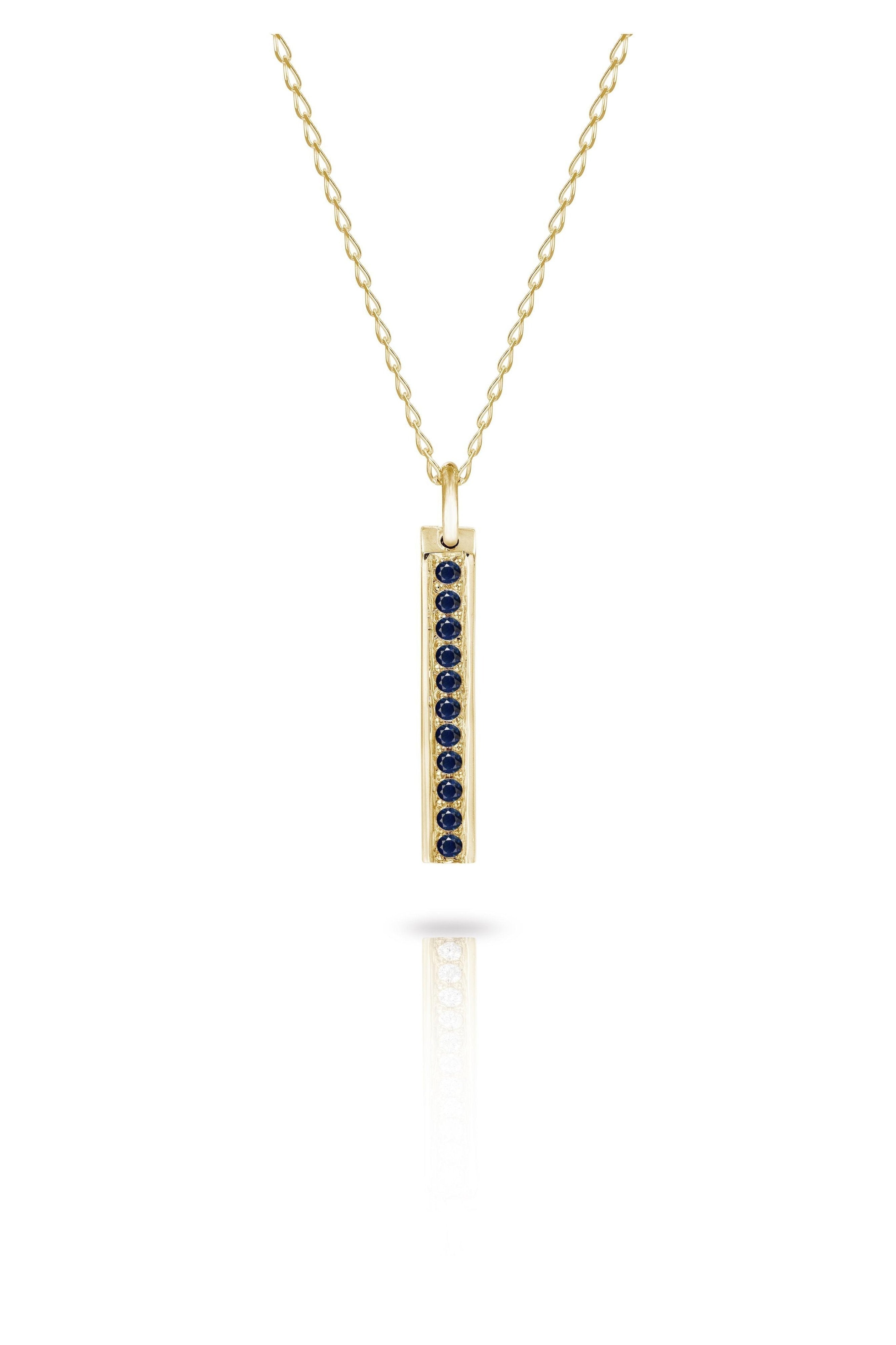 Gold Bar Pave Necklace with Diamonds or Gemstones-The Diamond Setter
