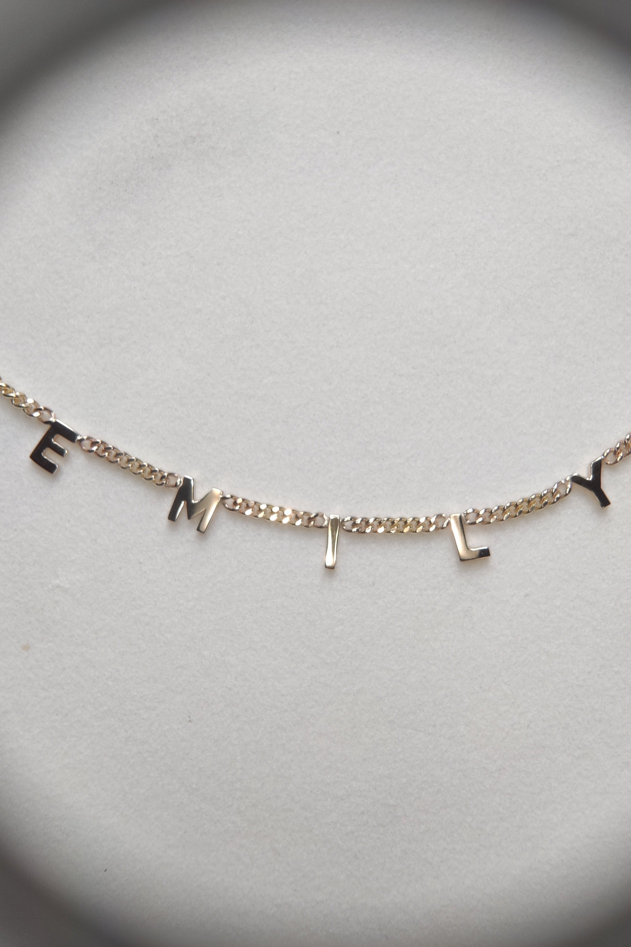 Letter Necklace in 9ct solid gold and 2.1mm diamond cut curb chain-The Diamond Setter