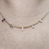 Letter Necklace in 9ct solid gold and 2.1mm diamond cut curb chain-The Diamond Setter