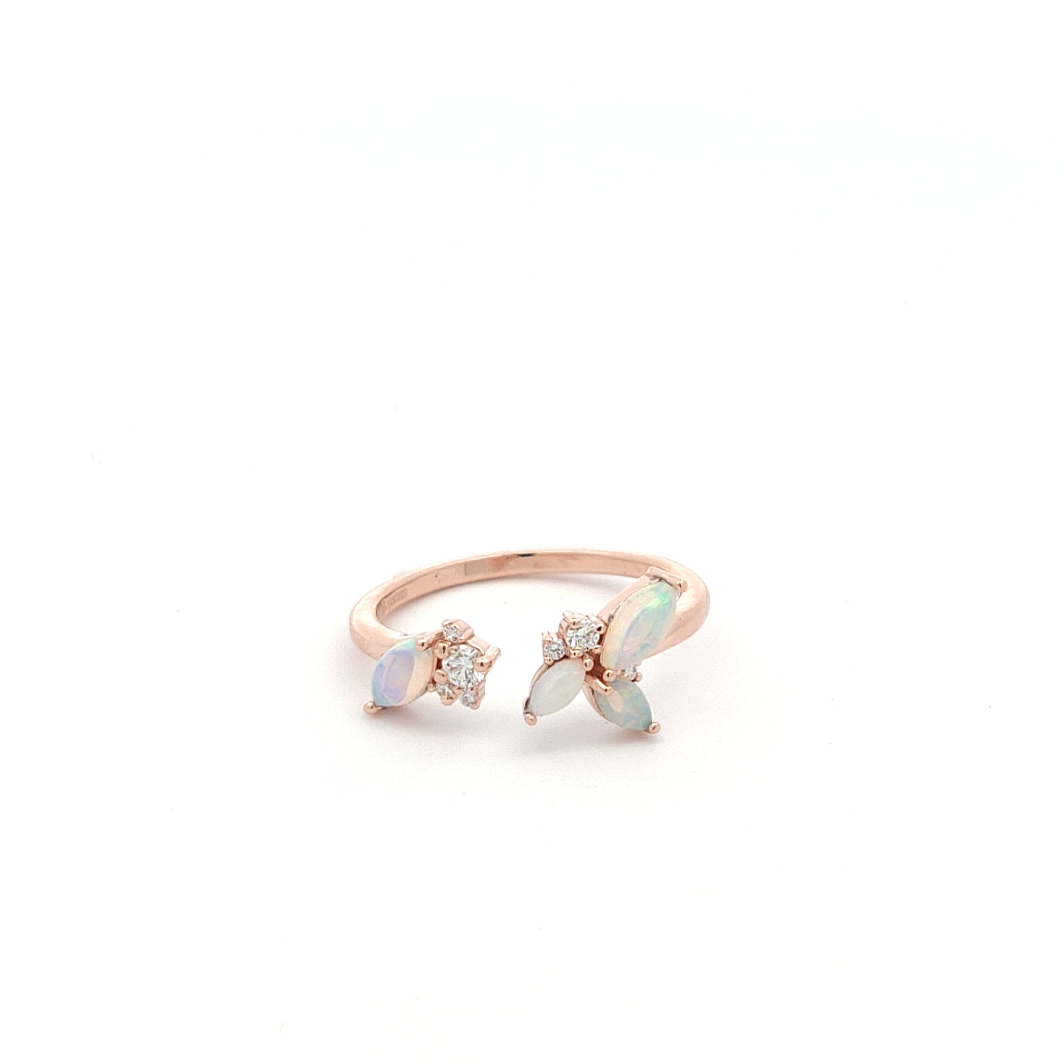 Negative space ring with opals and diamonds-The Diamond Setter