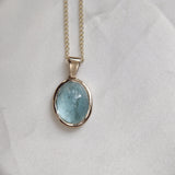 Aquamarine Cabochon Pendant and Necklace in 9 carat Yellow Gold-The Diamond Setter
