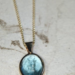 Aquamarine Cabochon Pendant and Necklace in 9 carat Yellow Gold-The Diamond Setter