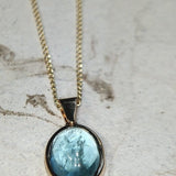 Aquamarine Cabochon Pendant and Necklace in 9 carat Yellow Gold-The Diamond Setter
