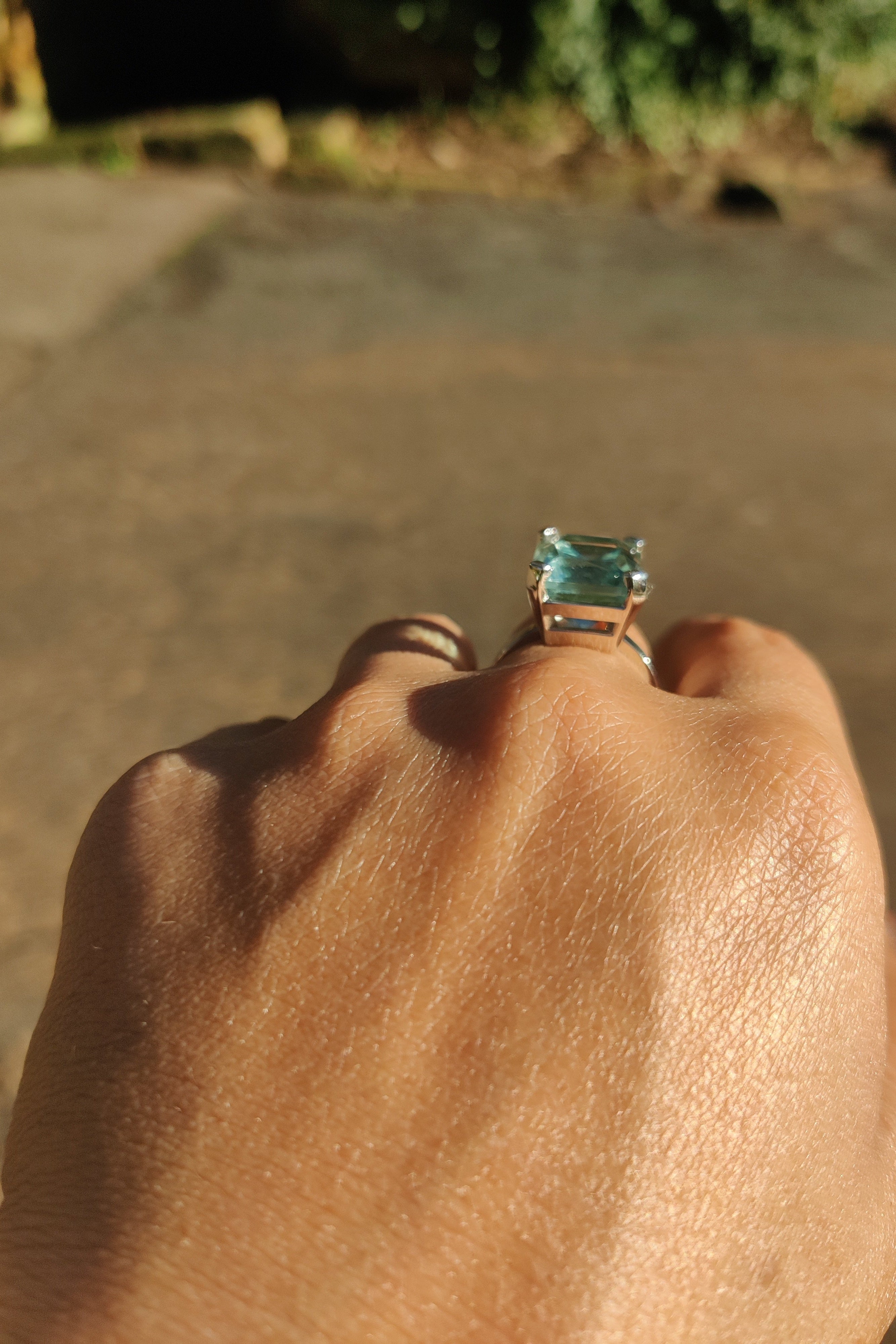 Aquamarine Cocktail Ring in Platinum-The Diamond Setter