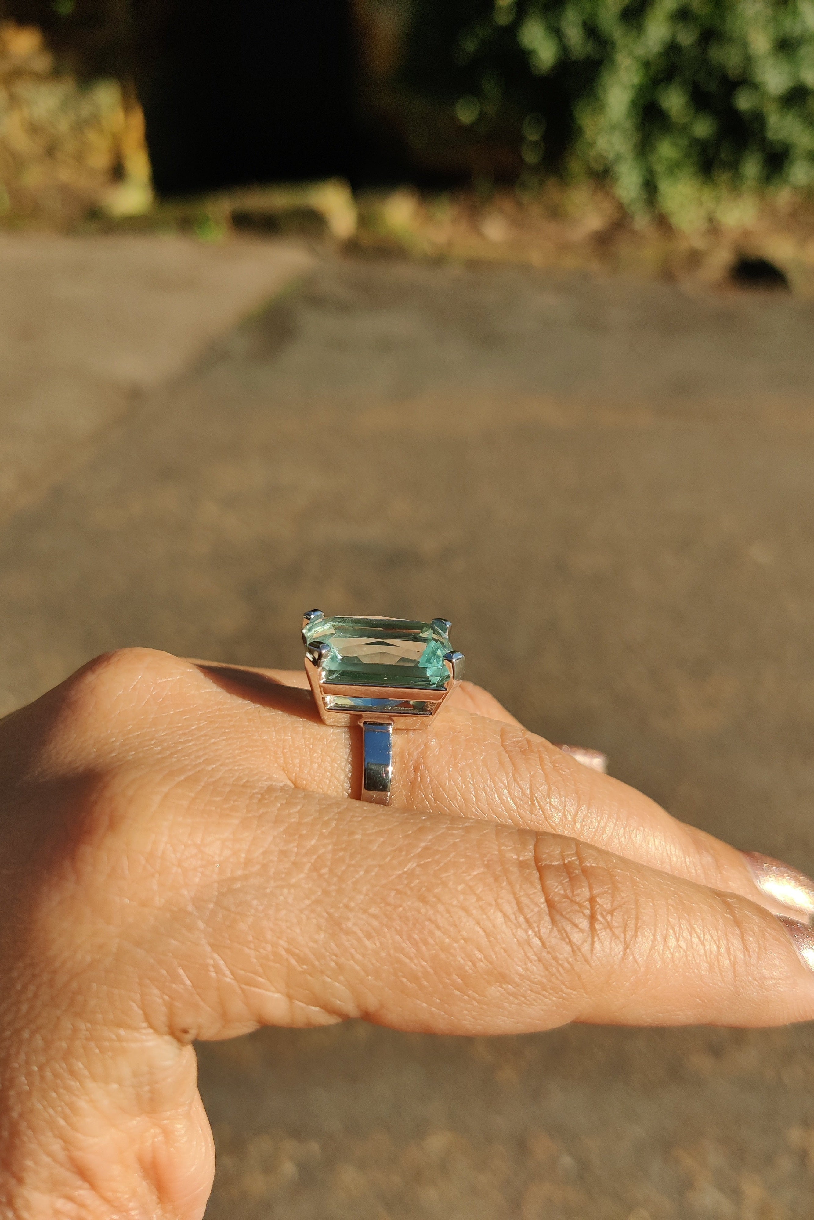 Aquamarine Cocktail Ring in Platinum-The Diamond Setter