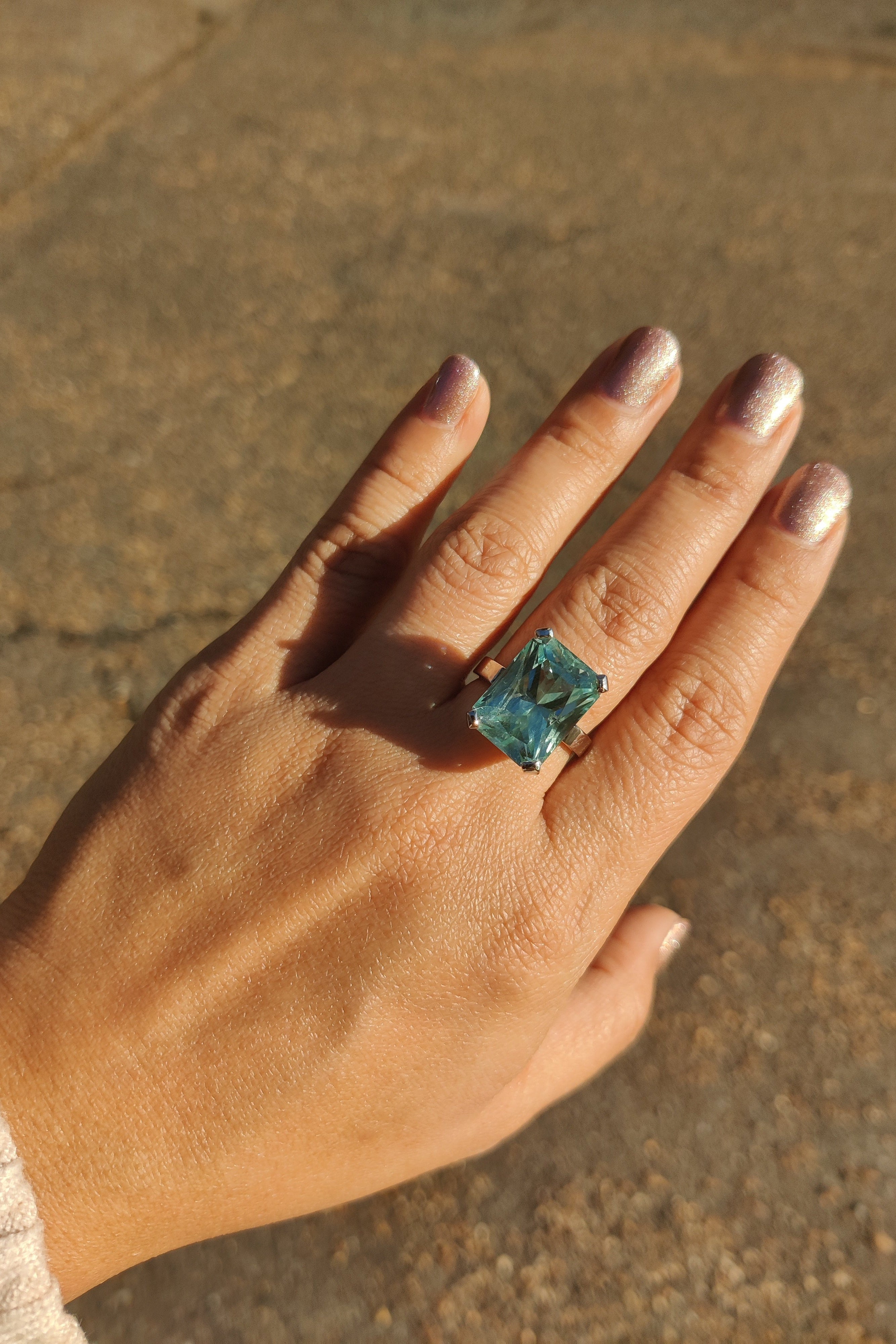 Aquamarine Cocktail Ring in Platinum-The Diamond Setter