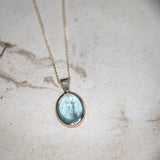 Aquamarine Cabochon Pendant and Necklace in 9 carat Yellow Gold-The Diamond Setter