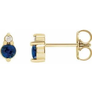 Two stone diamond and sapphire stud earring-The Diamond Setter