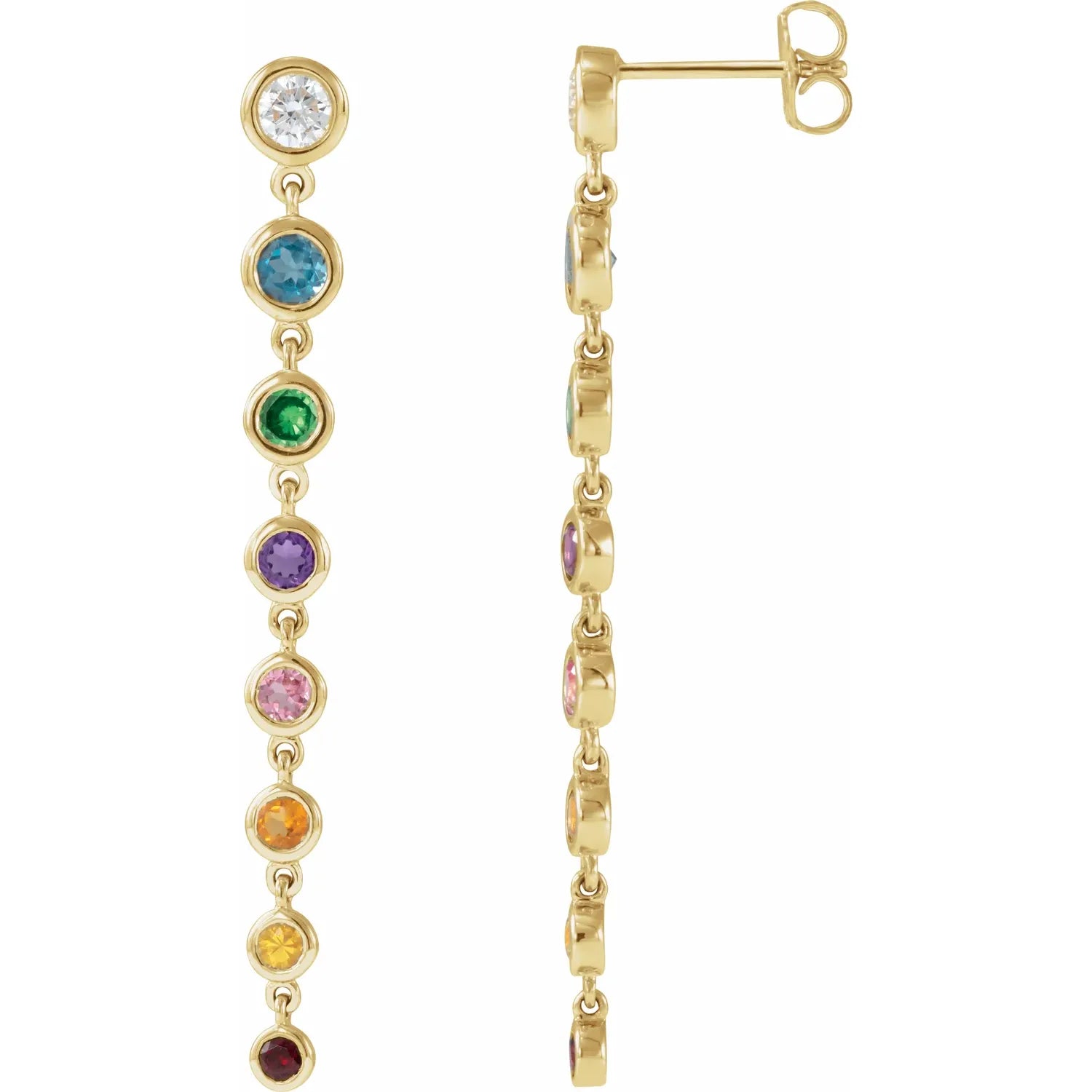 Multi gemstone drop earrings-The Diamond Setter