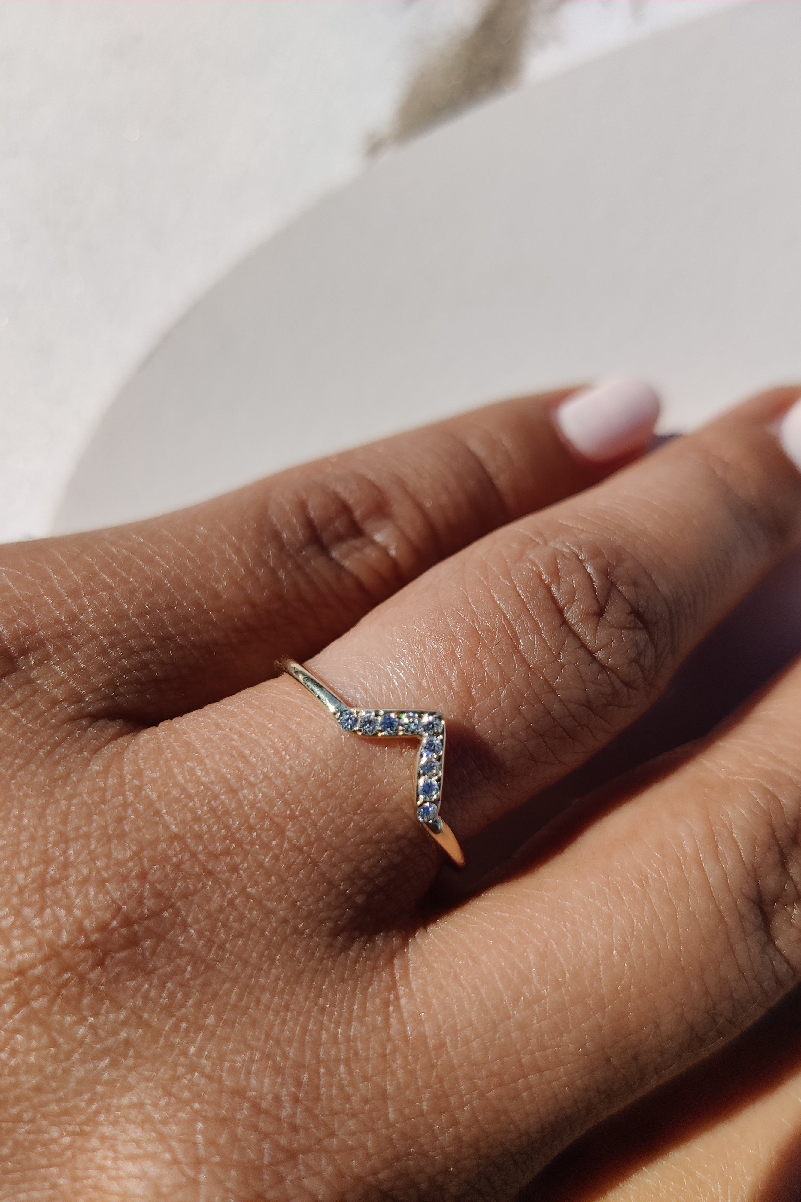 Emily Stacking Ring with Salt and Pepper Marquise Diamond-The Diamond Setter
