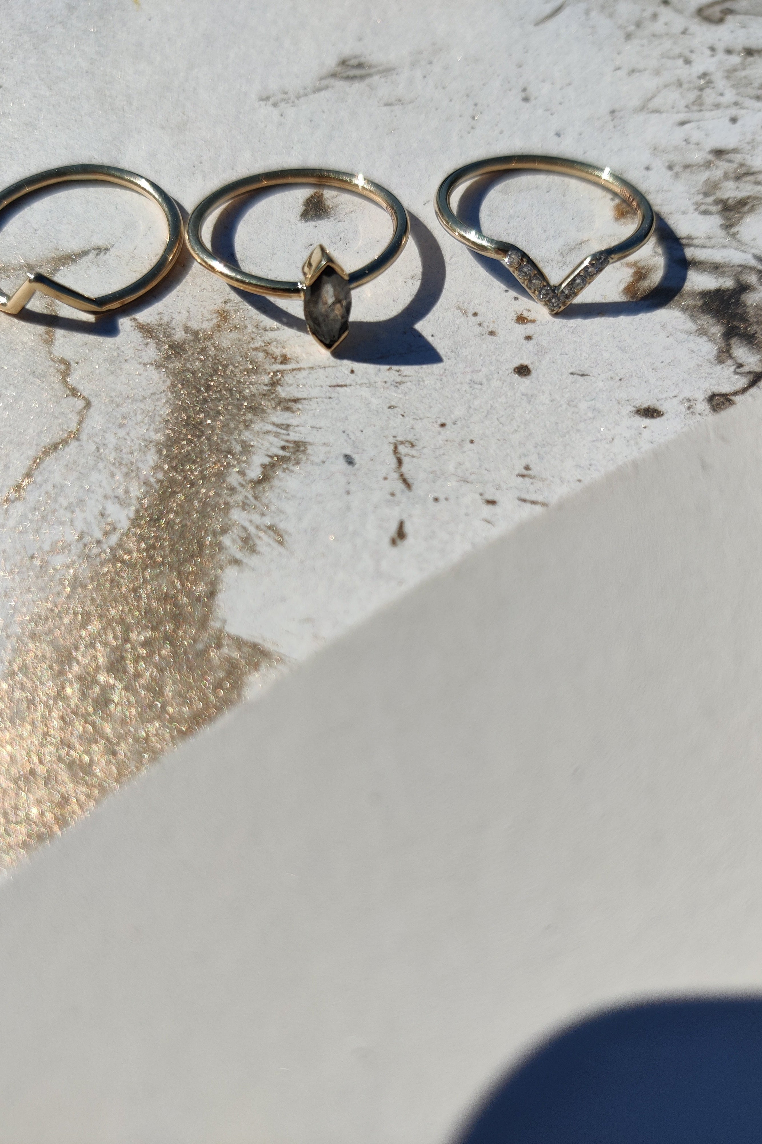 Emily Stacking Ring with Salt and Pepper Marquise Diamond-The Diamond Setter