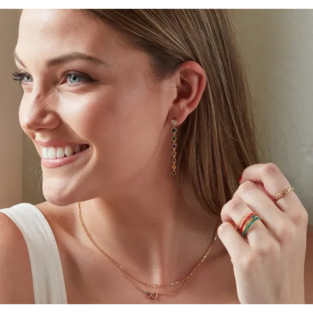 Multi gemstone drop earrings-The Diamond Setter