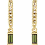French Set Hoop Earrings with Diamonds and Gemstone-The Diamond Setter