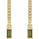 French Set Hoop Earrings with Diamonds and Gemstone-The Diamond Setter
