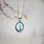 Aquamarine Cabochon Pendant and Necklace in 9 carat Yellow Gold-The Diamond Setter