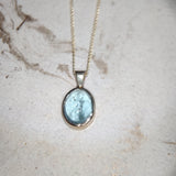 Aquamarine Cabochon Pendant and Necklace in 9 carat Yellow Gold-The Diamond Setter