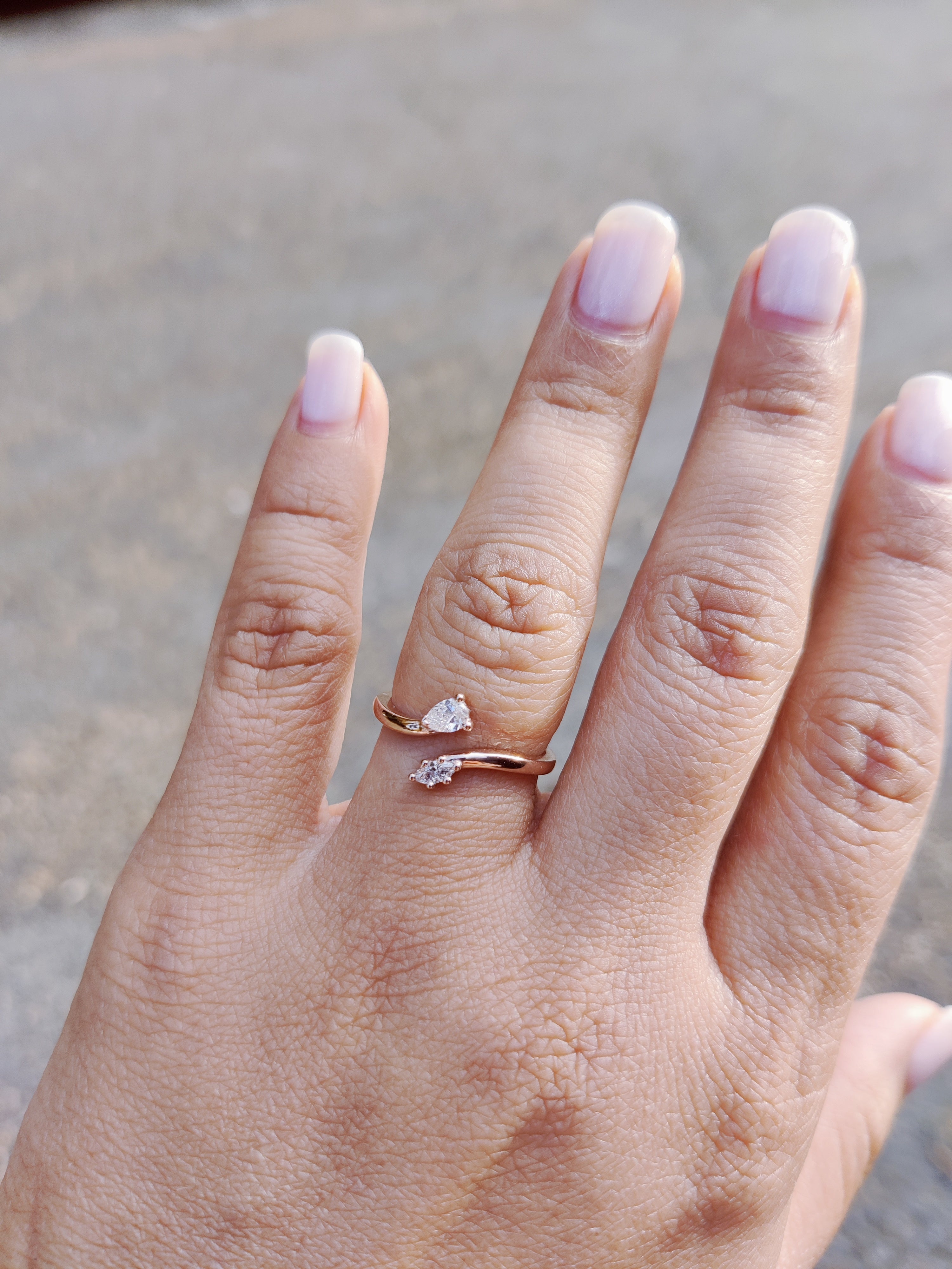 Negative space ring with Pear and Marquise diamonds-The Diamond Setter