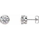 Round Tapered Bezel-Set Stud Earring in 9ct white gold-The Diamond Setter