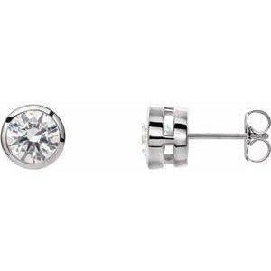 Round Tapered Bezel-Set Stud Earring in 9ct white gold-The Diamond Setter