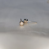 Round Tapered Bezel-Set Stud Earring in 9ct white gold-The Diamond Setter