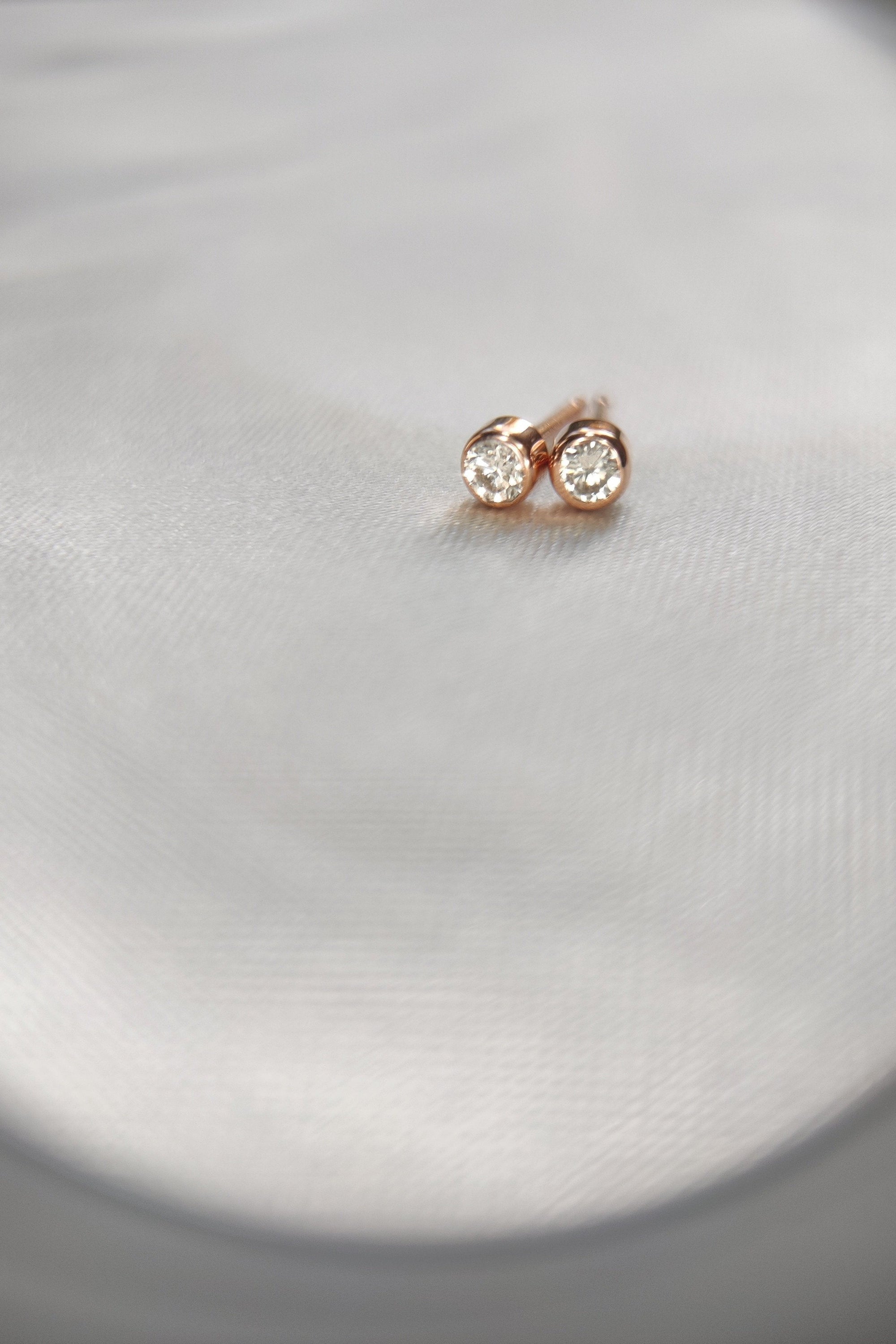 Micro Bezel Set Earrings-The Diamond Setter