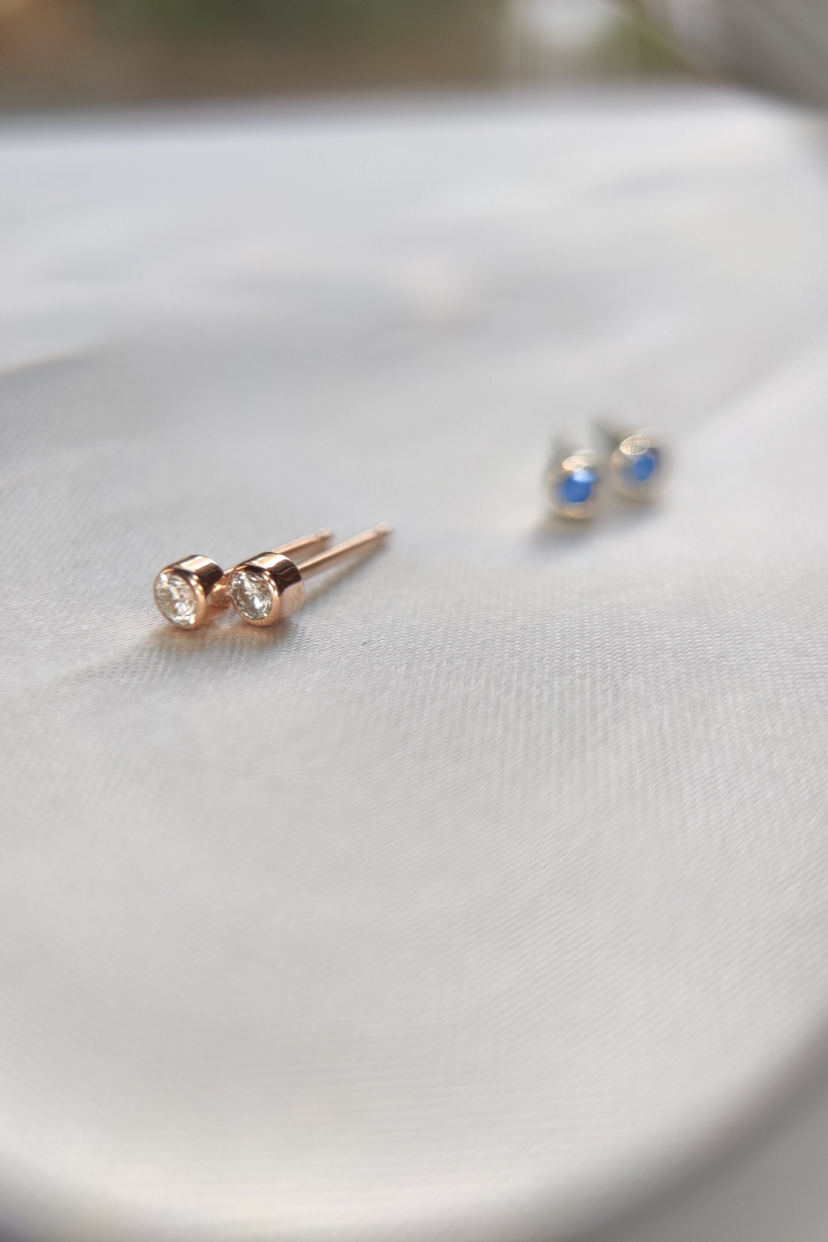 Micro Bezel Set Earrings-The Diamond Setter