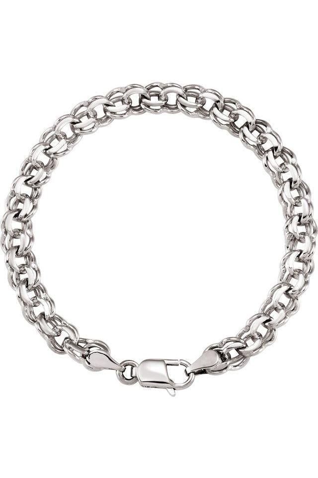 Solid Gold Link Charm 7" Bracelet-The Diamond Setter