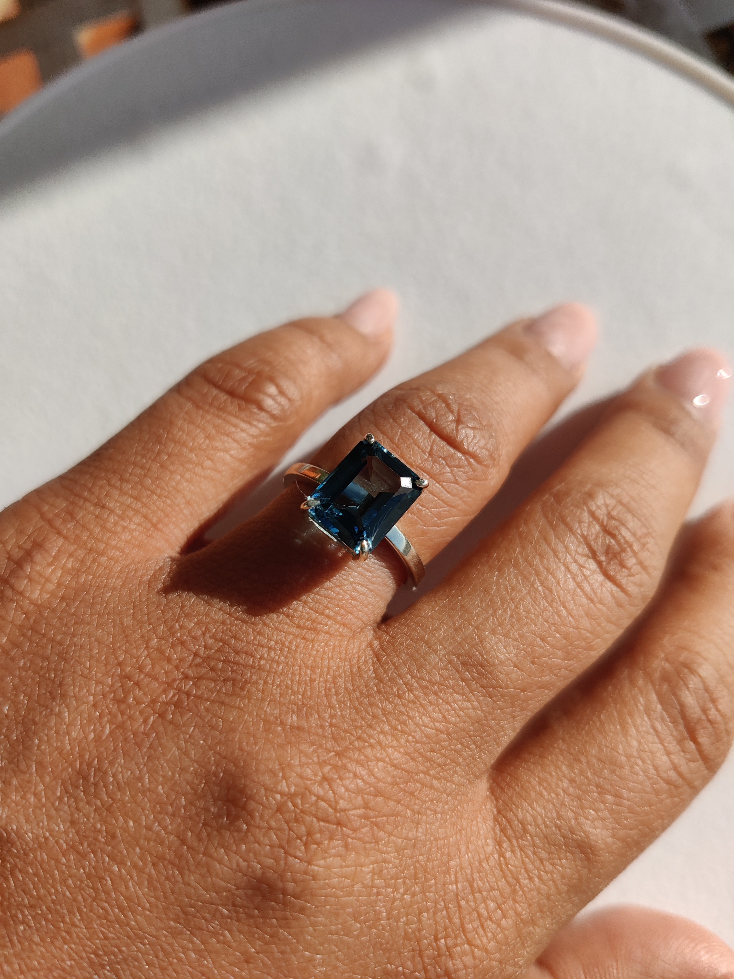 Blue Topaz Dress Ring with platinum jubilee commemorative mark-The Diamond Setter