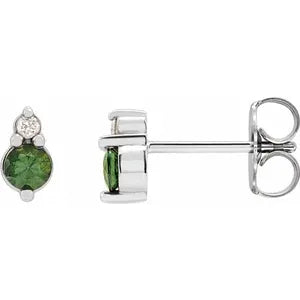 Two stone diamond and sapphire stud earring-The Diamond Setter