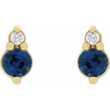Two stone diamond and sapphire stud earring-The Diamond Setter