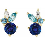 Multi gemstone stud earrings-The Diamond Setter