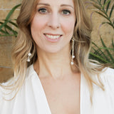 Baroque Pearl Earrings in Double Silver Chain and Handmade Solid Silver Bead with Diamond-The Diamond Setter