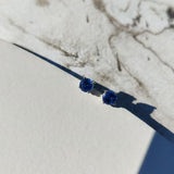 Blue Ceylon Sapphire Gold Stud Earrings-Earrings-The Diamond Setter