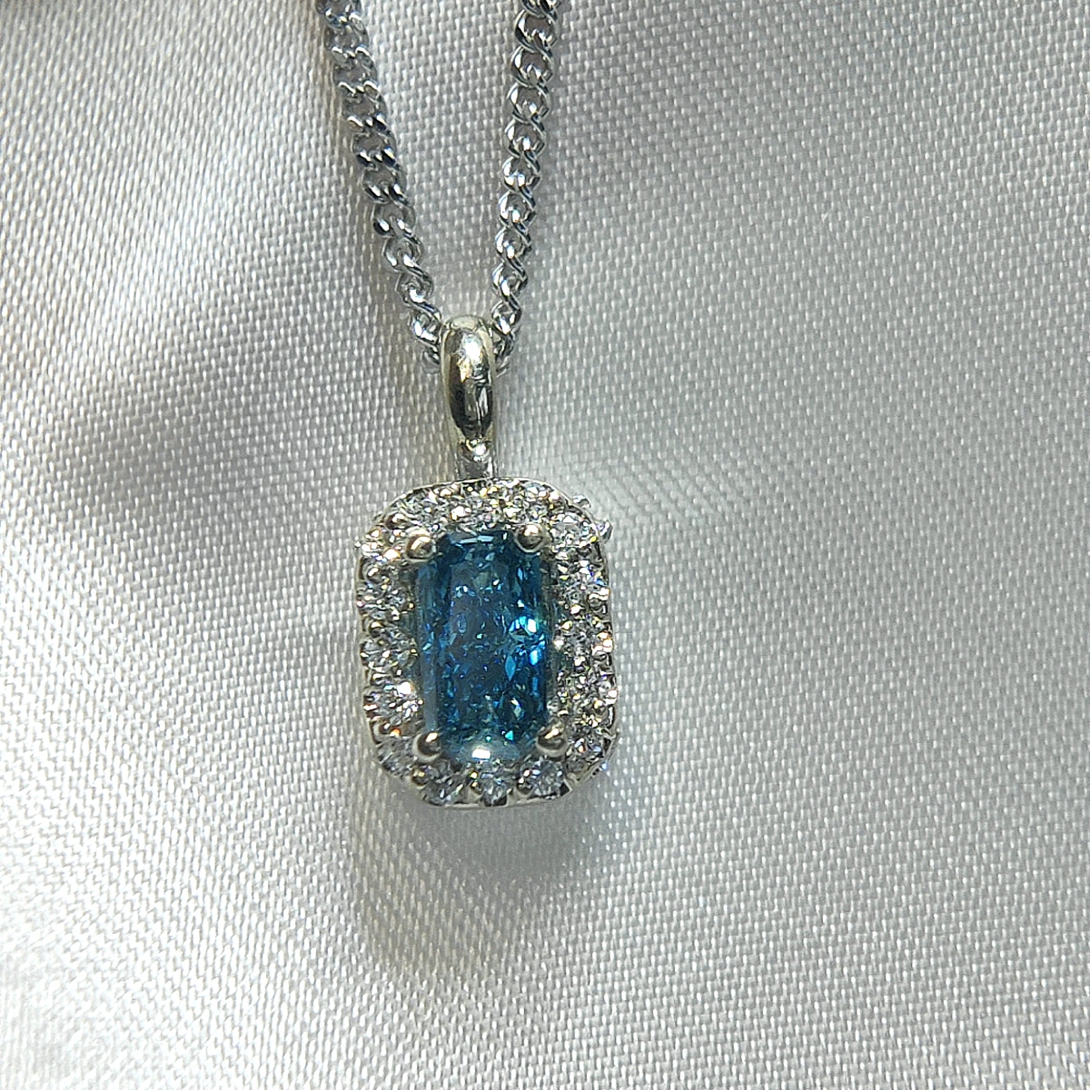 Radiant Blue Diamond Infinity Necklace with .75ct diamonds-The Diamond Setter