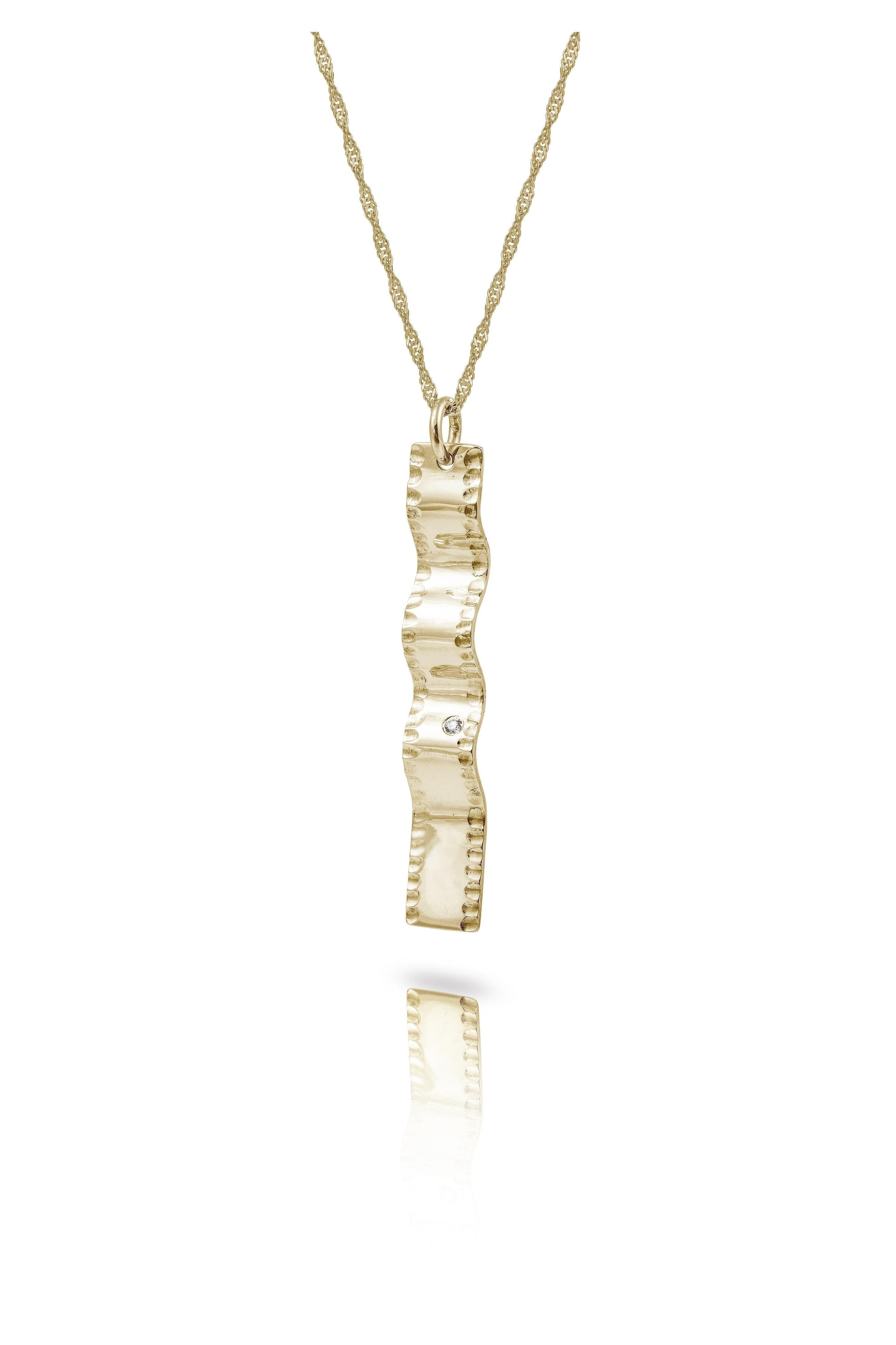 9 carat Gold Wave Necklace with Diamond-The Diamond Setter