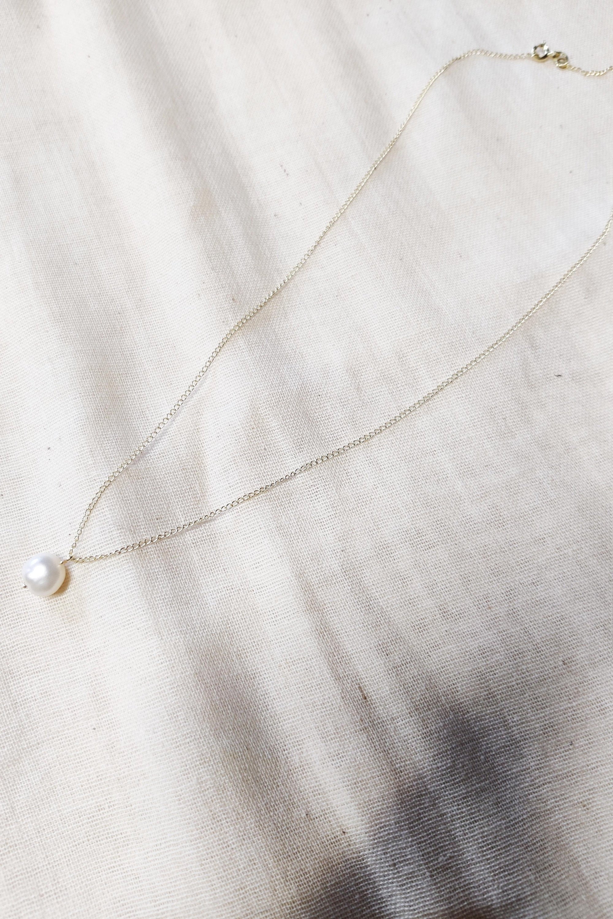 Dainty Pendant with Single Baroque Pearl Drop-The Diamond Setter