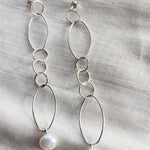 Open Link Stud Earrings with Baroque Pearl-The Diamond Setter