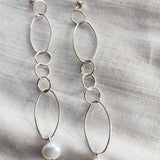 Open Link Stud Earrings with Baroque Pearl-The Diamond Setter