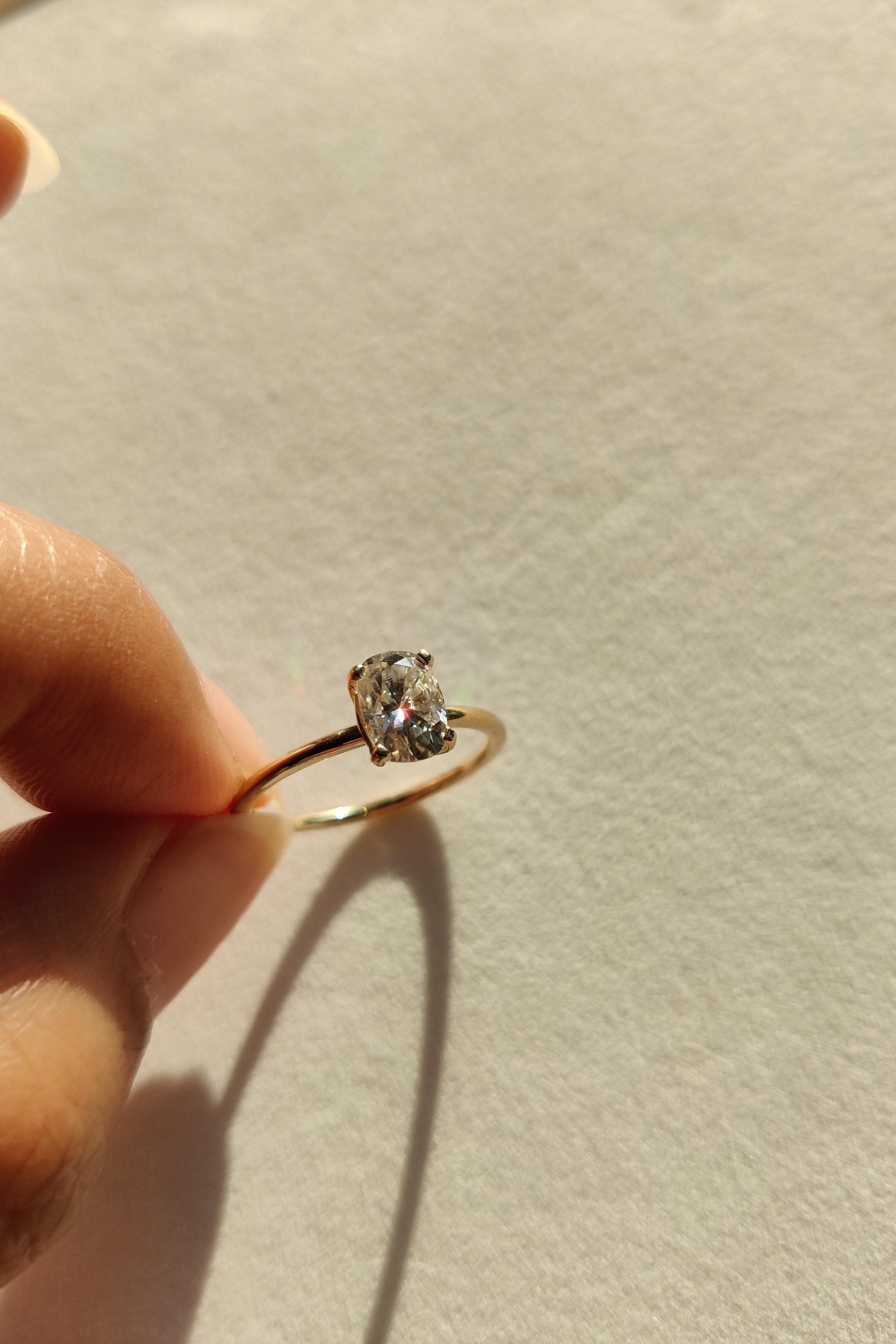 Diamond Solitaire Ring in dainty round band-The Diamond Setter