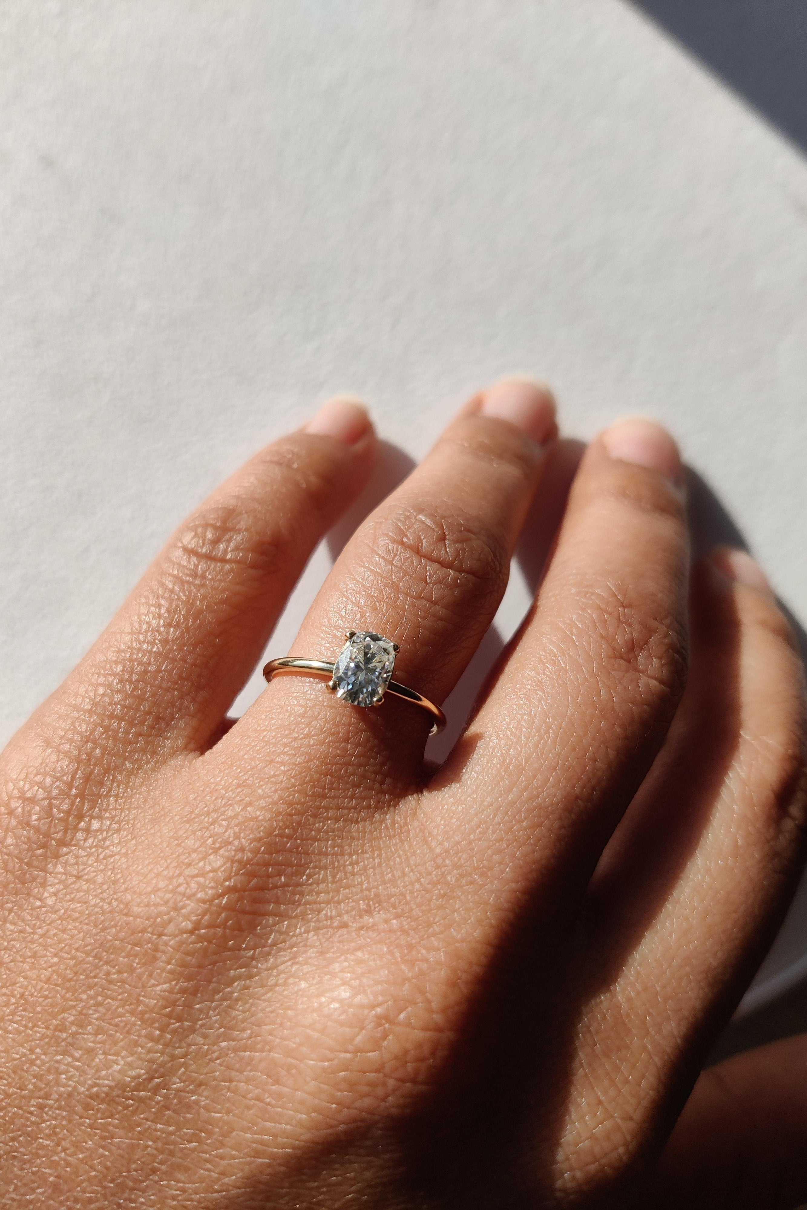 Diamond Solitaire Ring in dainty round band-The Diamond Setter