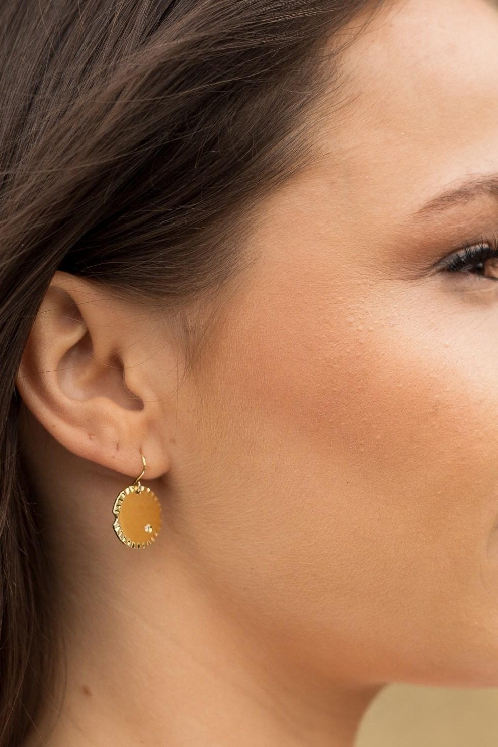 Gold Disc Earrings with Diamonds-The Diamond Setter