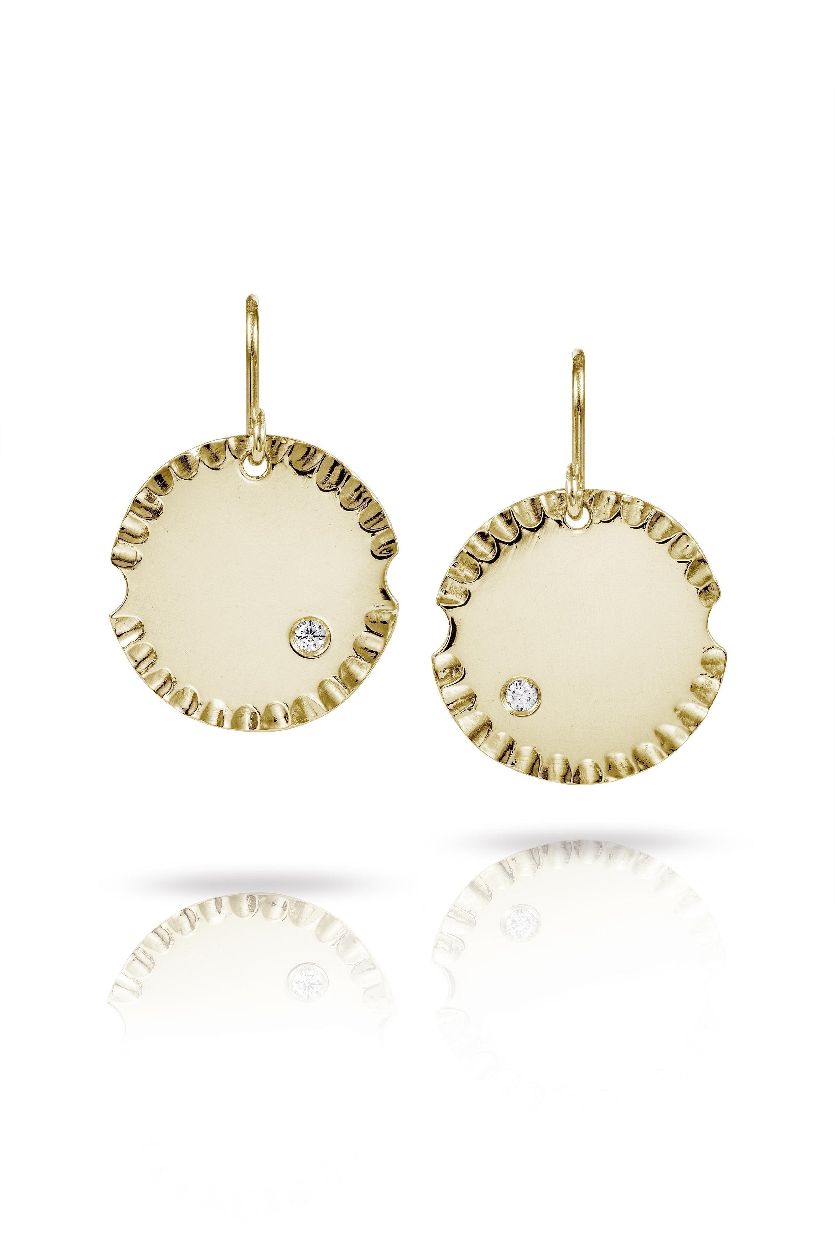 Gold Disc Earrings with Diamonds-The Diamond Setter