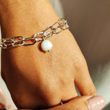 Double Chain Bracelet with Baroque Pearl-The Diamond Setter