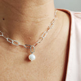 Paper Chain Necklace with Baroque Pearl-The Diamond Setter